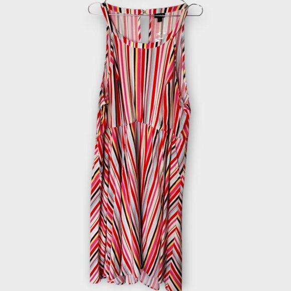Torrid Sundress Sz 4 / 26 Multicolor Striped Sleeveless High Low Pockets‎ Beachy - Picture 1 of 11